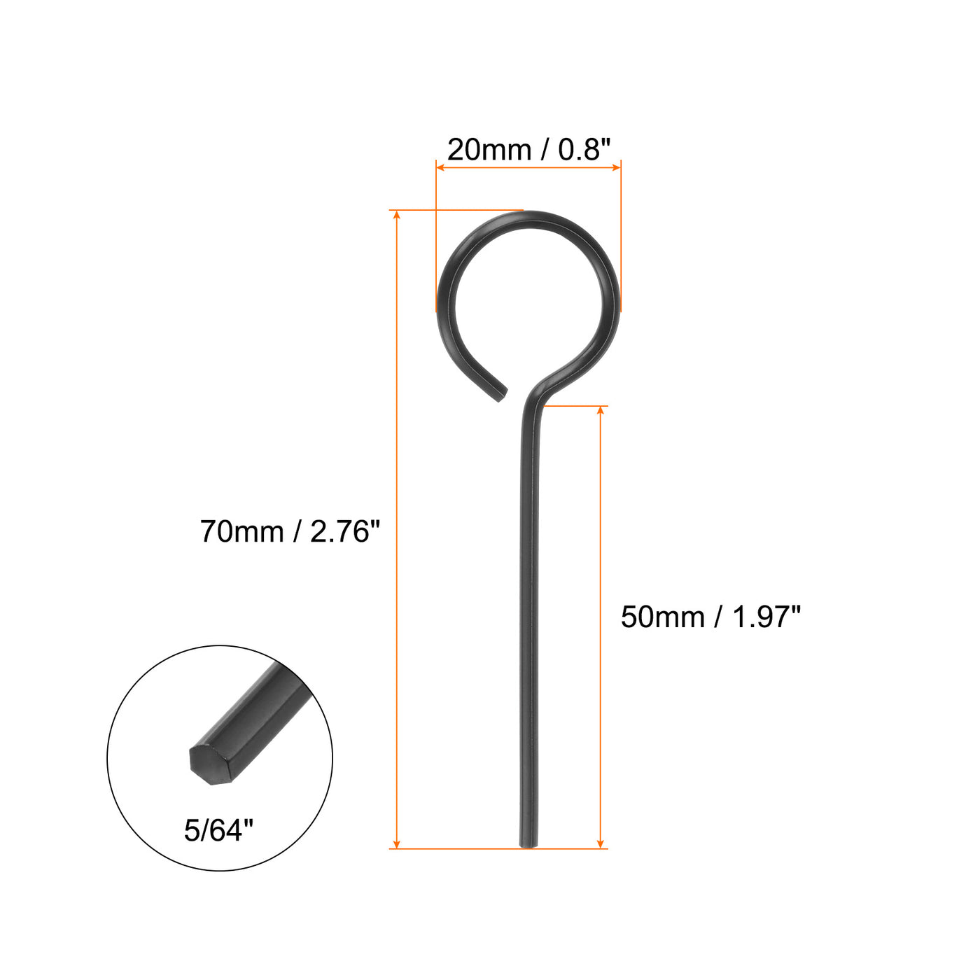 Harfington 10 Stück Hundeschlüssel Sechskantschlüssel 5/64" SAE Metall Hundetürschlüssel Schraubenschlüssel mit O-Ring Vollschleife, Schwarz