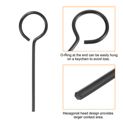 Harfington 15 Stück Hundeschlüssel Sechskantschlüssel 5/64" SAE Metall Hundetürschlüssel Schraubenschlüssel mit O-Ring Vollschleife, Schwarz