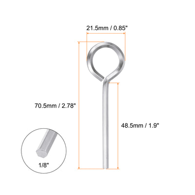 Harfington 6 Stück Hundeschlüssel Sechskantschlüssel 1/8" SAE Metall Hundetürschlüssel Schraubenschlüssel mit O-Ring Vollschleife, Silberton