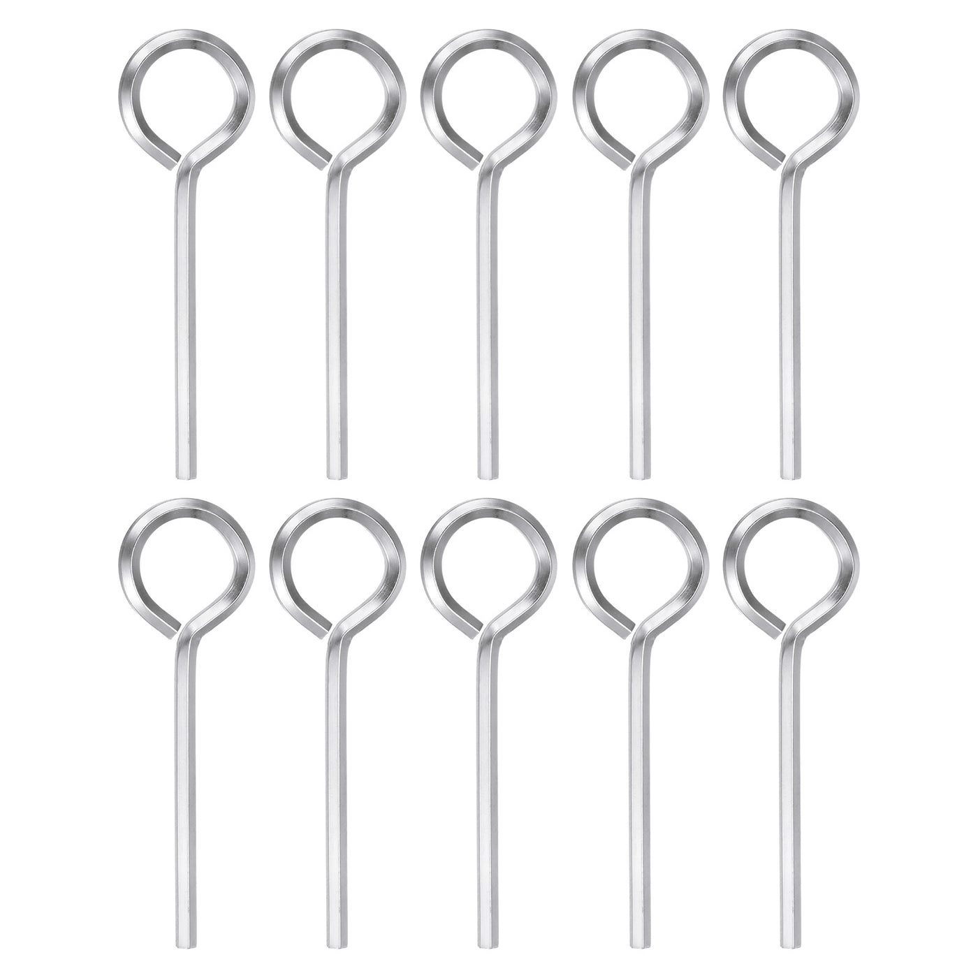 Harfington 10pcs 1/8" SAE Dogging Hex Key Wrench with O-Ring Full Loop, Silver Tone