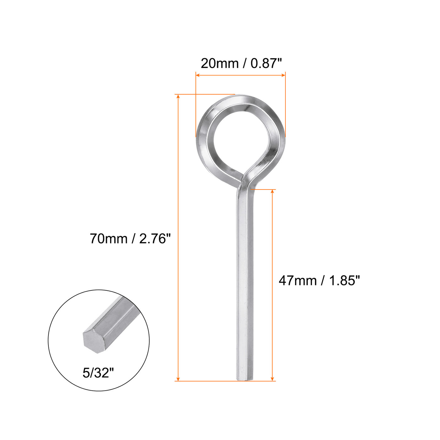 Harfington 6 Stück Hundeschlüssel Sechskantschlüssel 5/32" SAE Metall Hundetürschlüssel Schraubenschlüssel mit O-Ring Vollschleife, Silberton