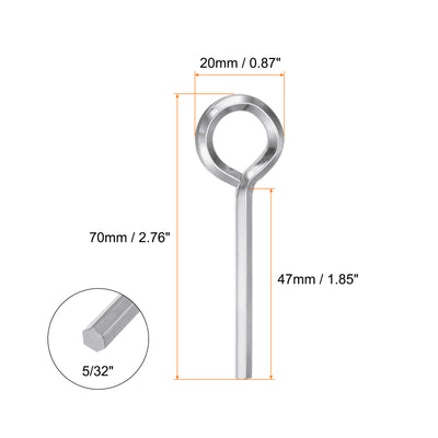 Harfington 10 Stück Hundeschlüssel Sechskantschlüssel 5/32" SAE Metall Hundetürschlüssel Schraubenschlüssel mit O-Ring Vollschleife, Silberton