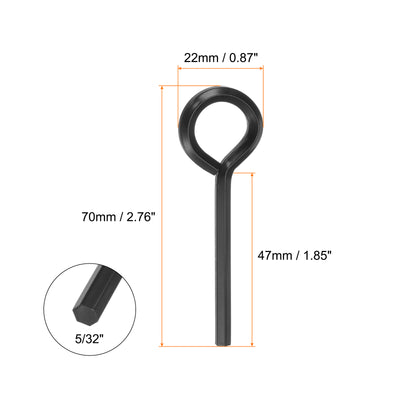 Harfington 6 Stück Hundeschlüssel Sechskantschlüssel 5/32" SAE Metall Hundetürschlüssel Schraubenschlüssel mit O-Ring Vollschleife, Schwarz