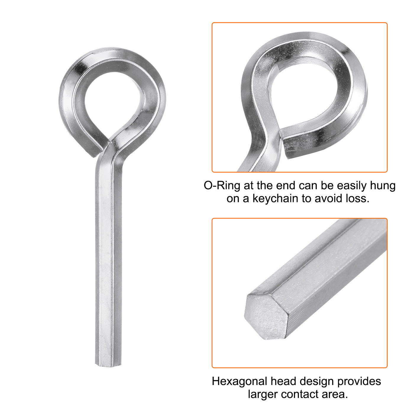 Harfington 6 Stück Hundeschlüssel Sechskantschlüssel 7/32" SAE Metall Hundetürschlüssel Schraubenschlüssel mit O-Ring Vollschleife, Silberton