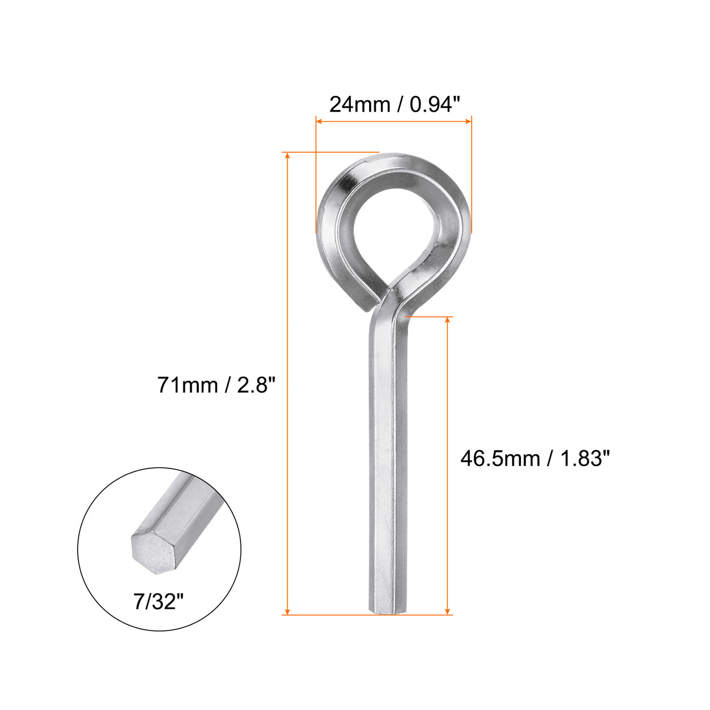 Harfington 10 Stück Hundeschlüssel Sechskantschlüssel 7/32" SAE Metall Hundetürschlüssel Schraubenschlüssel mit O-Ring Vollschleife, Silberton