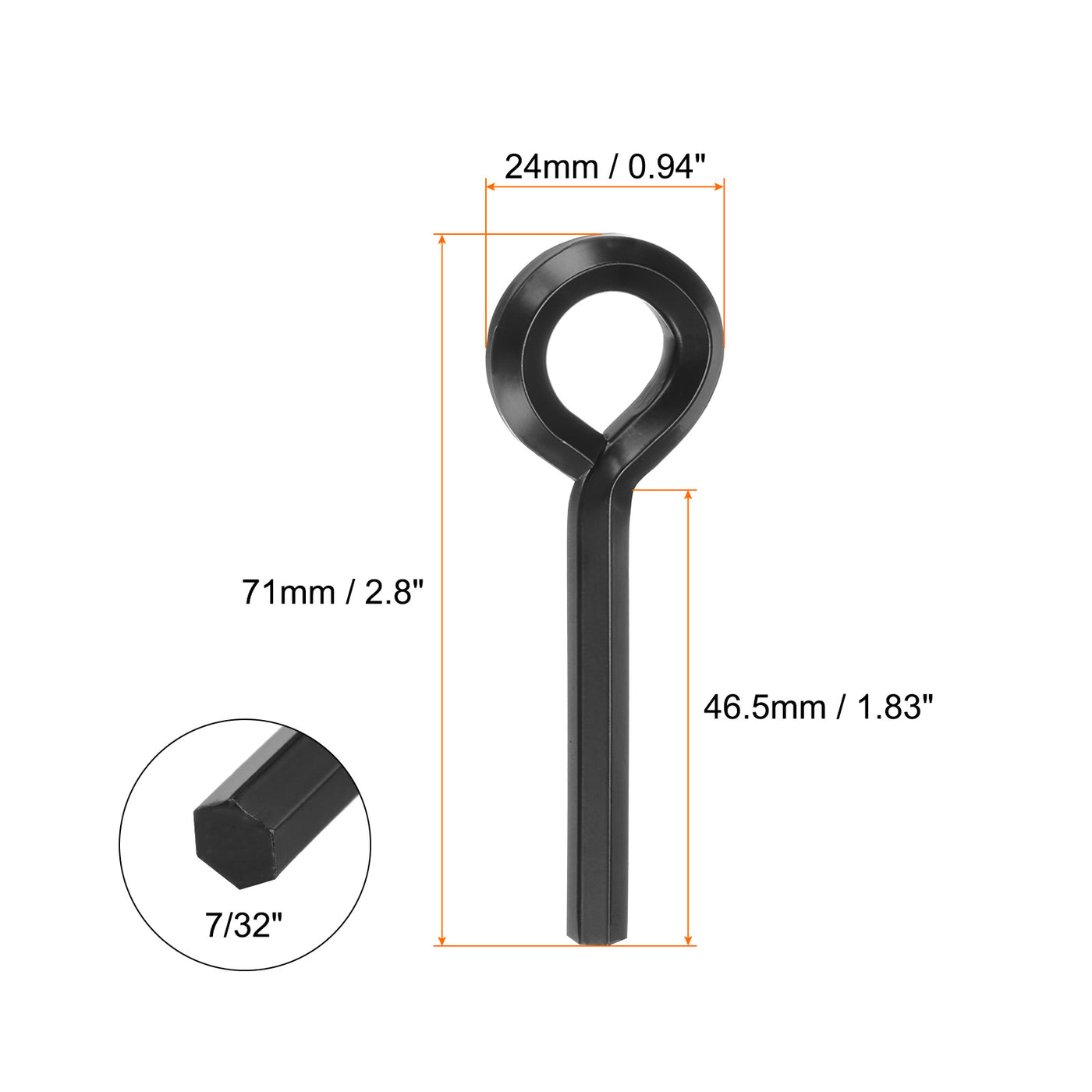 Harfington 10 Stück Hundeschlüssel Sechskantschlüssel 7/32" SAE Metall Hundetürschlüssel Schraubenschlüssel mit O-Ring Vollschleife, Schwarz