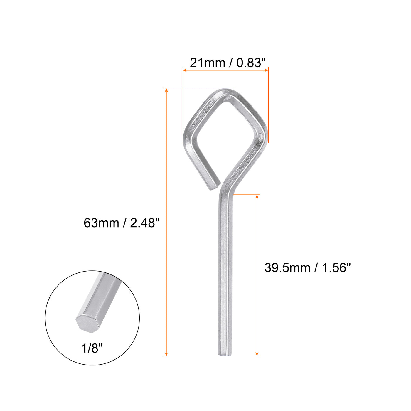 Harfington 6 Stück Hundeschlüssel Sechskantschlüssel 1/8" SAE Metall Hundetürschlüssel Schraubenschlüssel mit Diamant-Vollschleife, Silberton