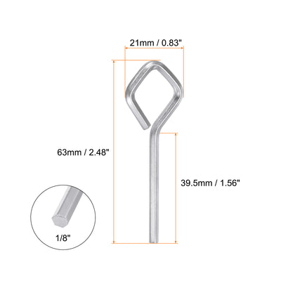 Harfington 10 Stück Hundeschlüssel Sechskantschlüssel 1/8" SAE Metall Hundetürschlüssel Schraubenschlüssel mit Diamant-Vollschleife, Silberton