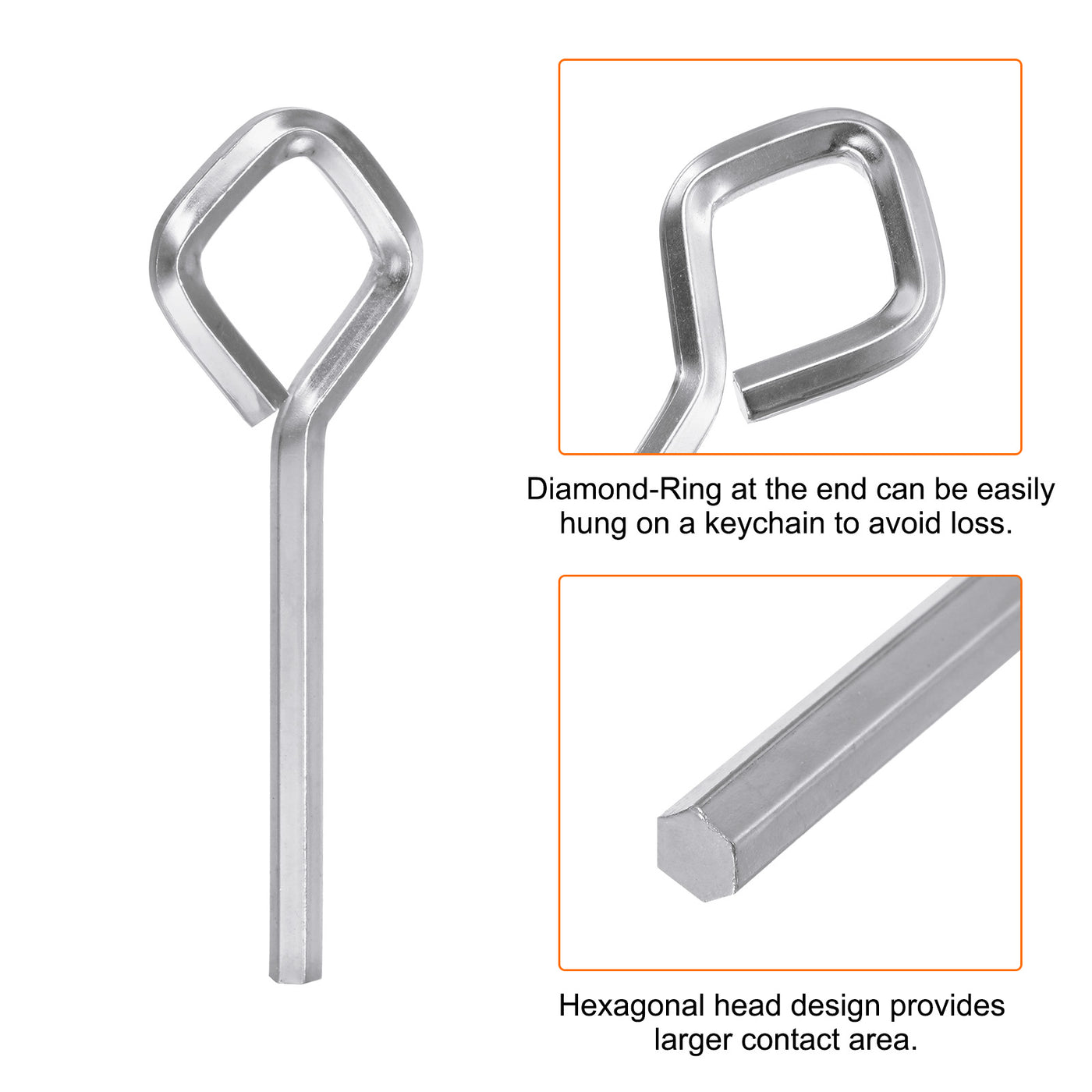 Harfington 6 Stück Hundeschlüssel Sechskantschlüssel 5/32" SAE Metall Hundetürschlüssel Schraubenschlüssel mit Diamant-Vollschleife, Silberton