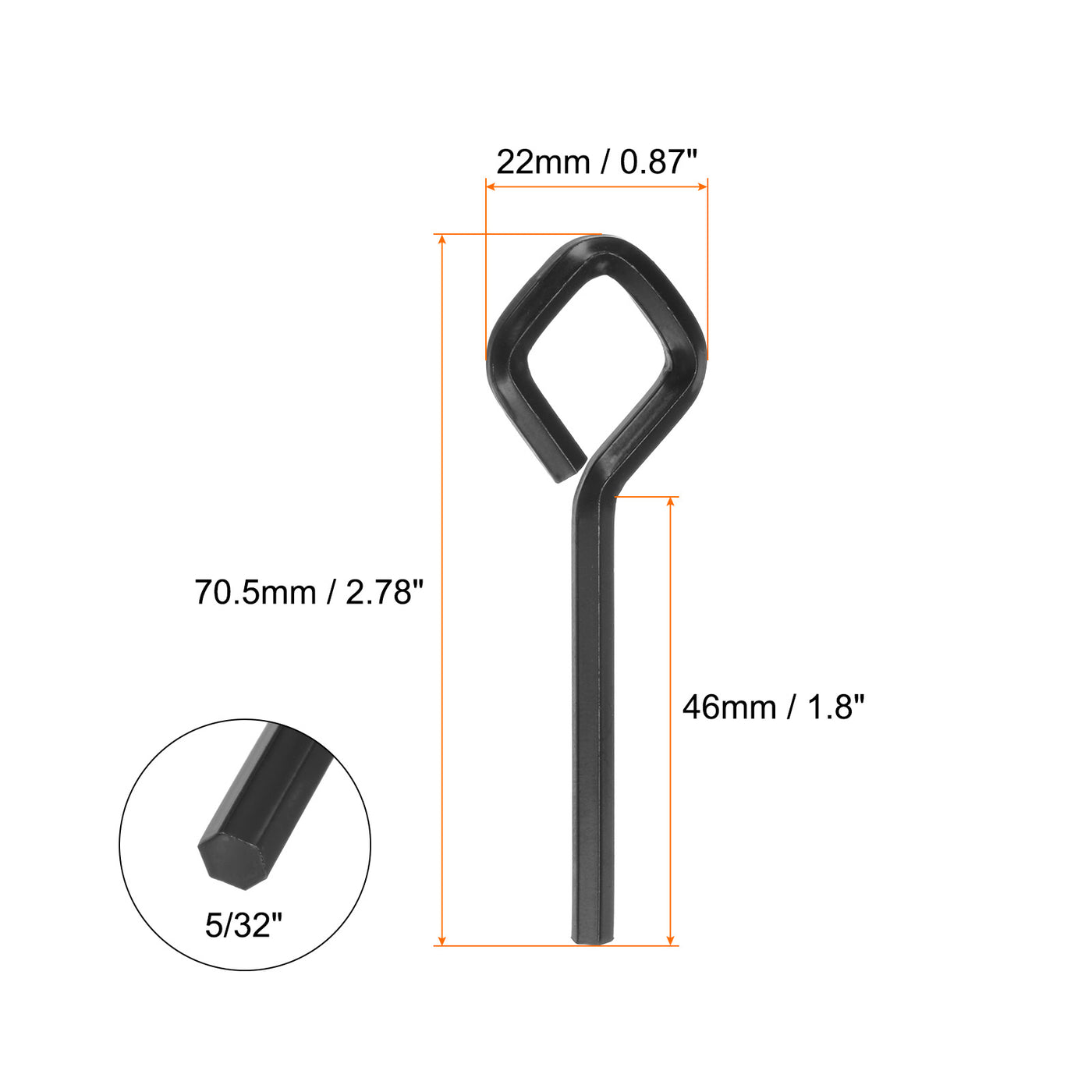 Harfington 6 Stück Hundeschlüssel Sechskantschlüssel 5/32" SAE Metall Hundetürschlüssel Schraubenschlüssel mit Diamant-Vollschleife, Schwarz