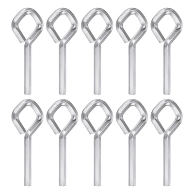 Harfington 10pcs 7/32" SAE Dogging Hex Key Wrench with Diamond Full Loop, Silver Tone