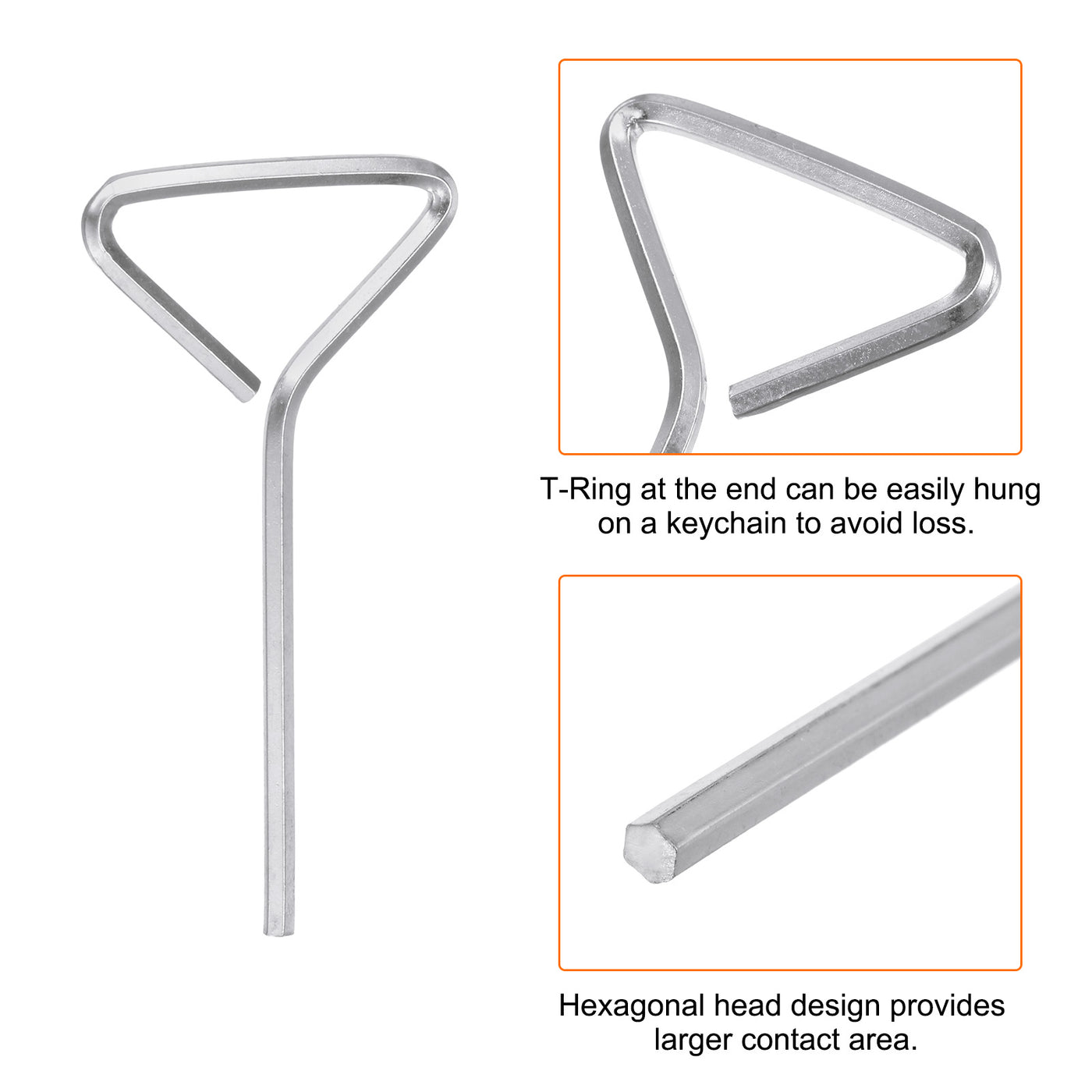 Harfington 6 Stück Hundeschlüssel Sechskantschlüssel 5/64" SAE Metall Hundetürschlüssel Schraubenschlüssel mit T-Ring Vollschleife, Silberton