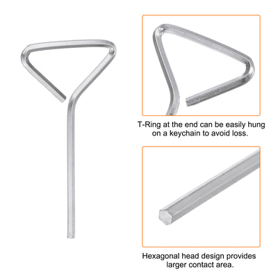 Harfington 6 Stück Hundeschlüssel Sechskantschlüssel 5/64" SAE Metall Hundetürschlüssel Schraubenschlüssel mit T-Ring Vollschleife, Silberton