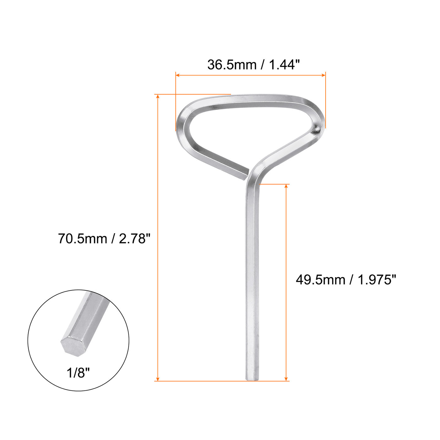 Harfington 6 Stück Hundeschlüssel Sechskantschlüssel 1/8" SAE Metall Hundetürschlüssel Schraubenschlüssel mit T-Ring Vollschleife, Silberton