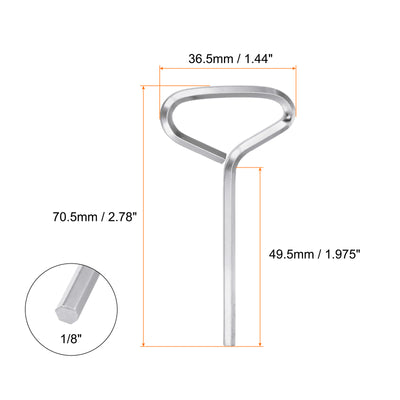 Harfington 6 Stück Hundeschlüssel Sechskantschlüssel 1/8" SAE Metall Hundetürschlüssel Schraubenschlüssel mit T-Ring Vollschleife, Silberton