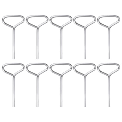 Harfington 10pcs 1/8" SAE Dogging Hex Key Wrench with T-Ring Full Loop, Silver Tone