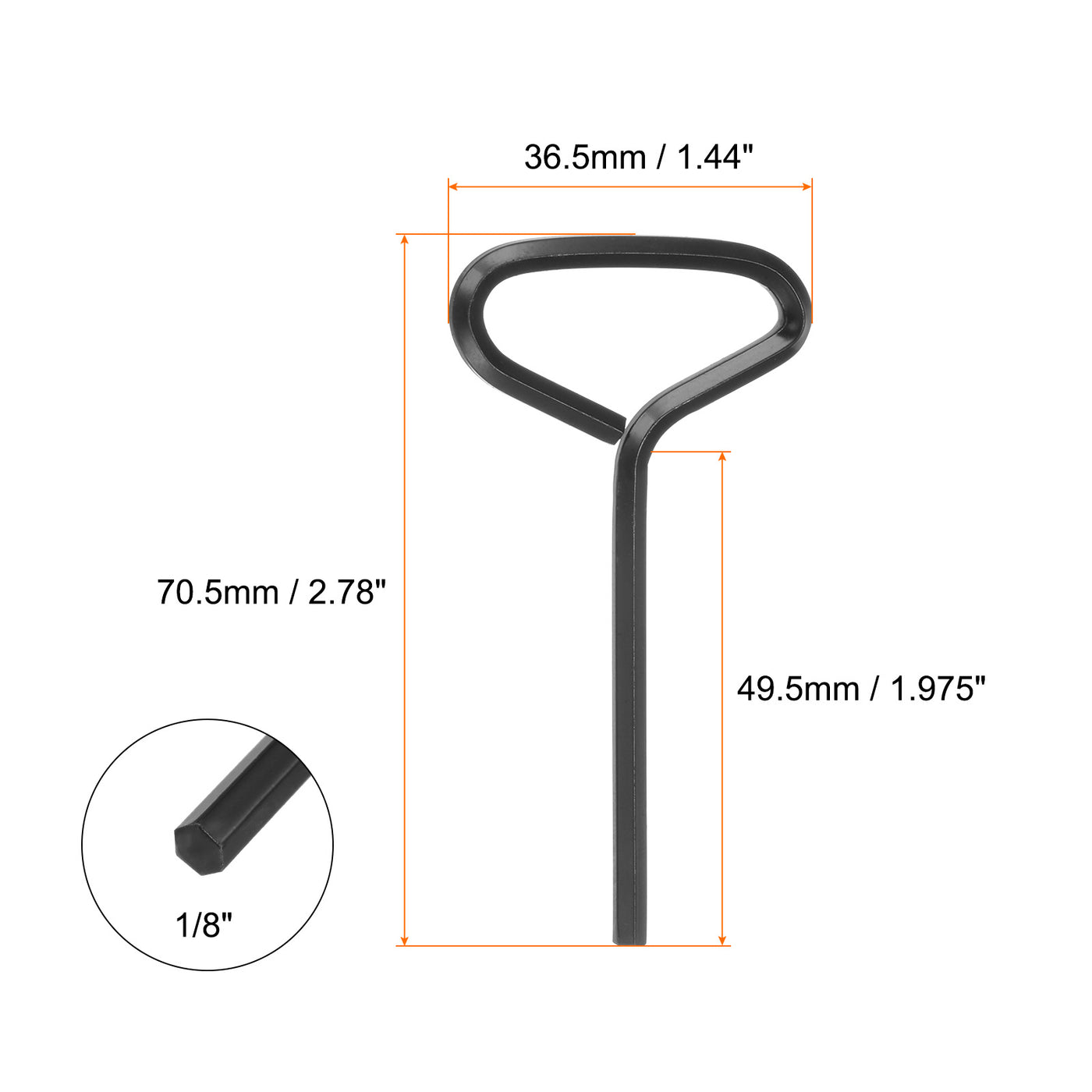 Harfington 10 Stück Hundeschlüssel Sechskantschlüssel 1/8" SAE Metall Hundetürschlüssel Schraubenschlüssel mit T-Ring Vollschleife, Schwarz