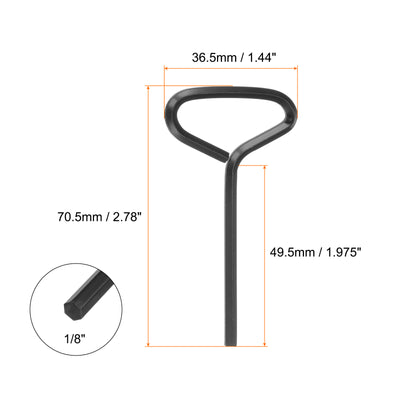 Harfington 15 Stück Hundeschlüssel Sechskantschlüssel 1/8" SAE Metall Hundetürschlüssel Schraubenschlüssel mit T-Ring Vollschleife, Schwarz