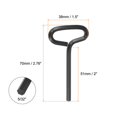 Harfington 6 Stück Hundeschlüssel Sechskantschlüssel 5/32" SAE Metall Hundetürschlüssel Schraubenschlüssel mit T-Ring Vollschleife, Schwarz