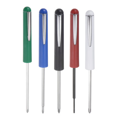 Harfington 5pcs Non-Magnetic Pocket Screwdriver 6" Length Phillips Slotted Hex Torx W Clip