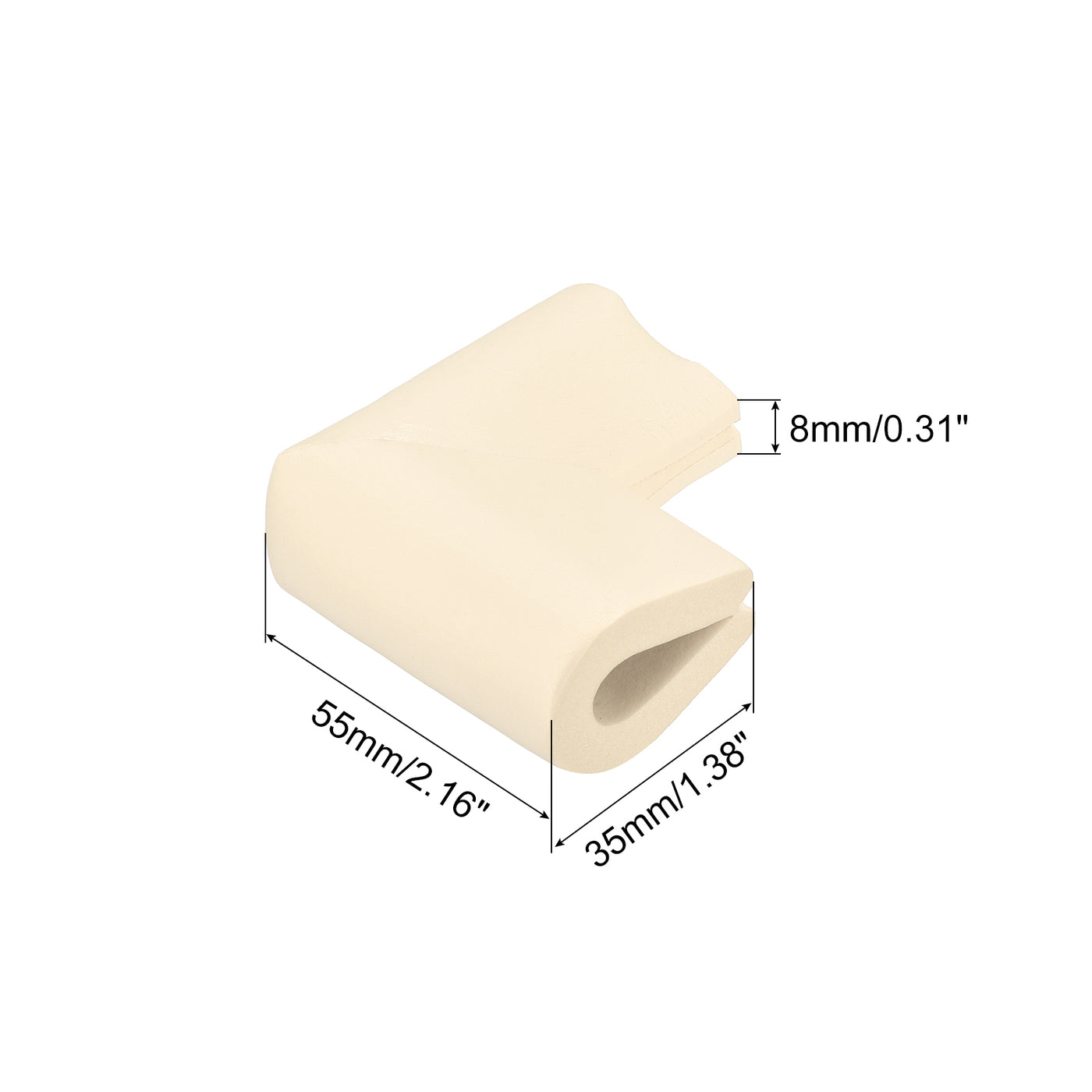 uxcell Uxcell Eckenschutzkanten, 8er Pack U-Schaum Sicherheitsstoßfänger mit selbstklebendem Band für Möbel-Eckenschutz, 55mm x 35mm x 8mm, Beige