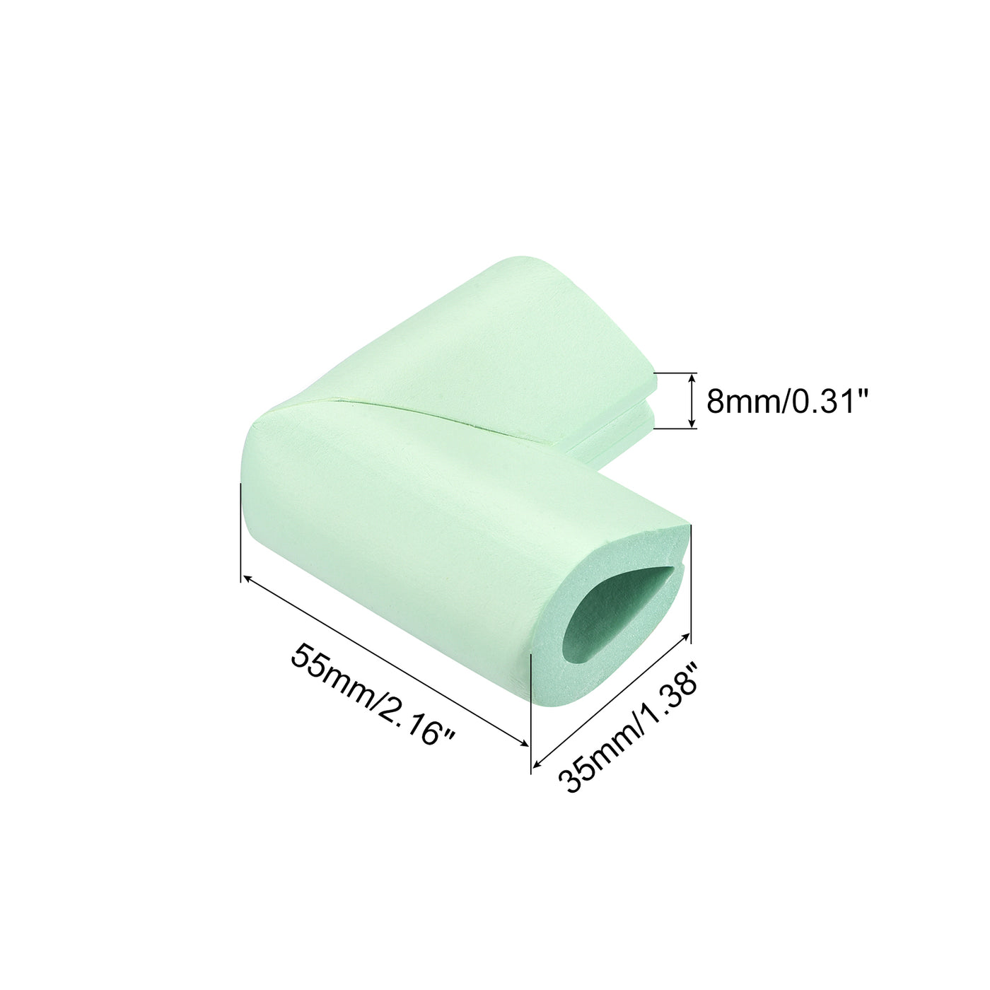 uxcell Uxcell Eckenschutz Kantenschützer, 8er Pack U-Schaum Sicherheitsstoßfänger mit selbstklebendem Band Möbel Ecken- und Tischkantenschutz, 55mm x 35mm x 8mm, Hellgrün