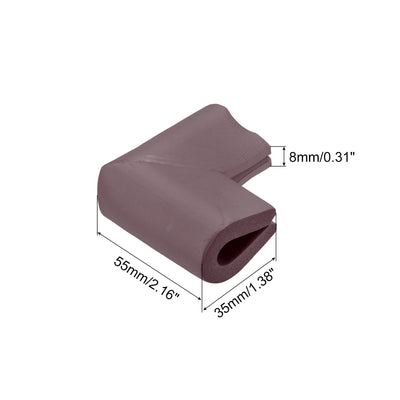 Harfington Uxcell Eckenschutz Kantenschützer, 8er Pack U-Schaum Sicherheitsstoßfänger mit selbstklebendem Band Möbel Ecken- und Tischkantenschutz, 55mm x 35mm x 8mm, Braun