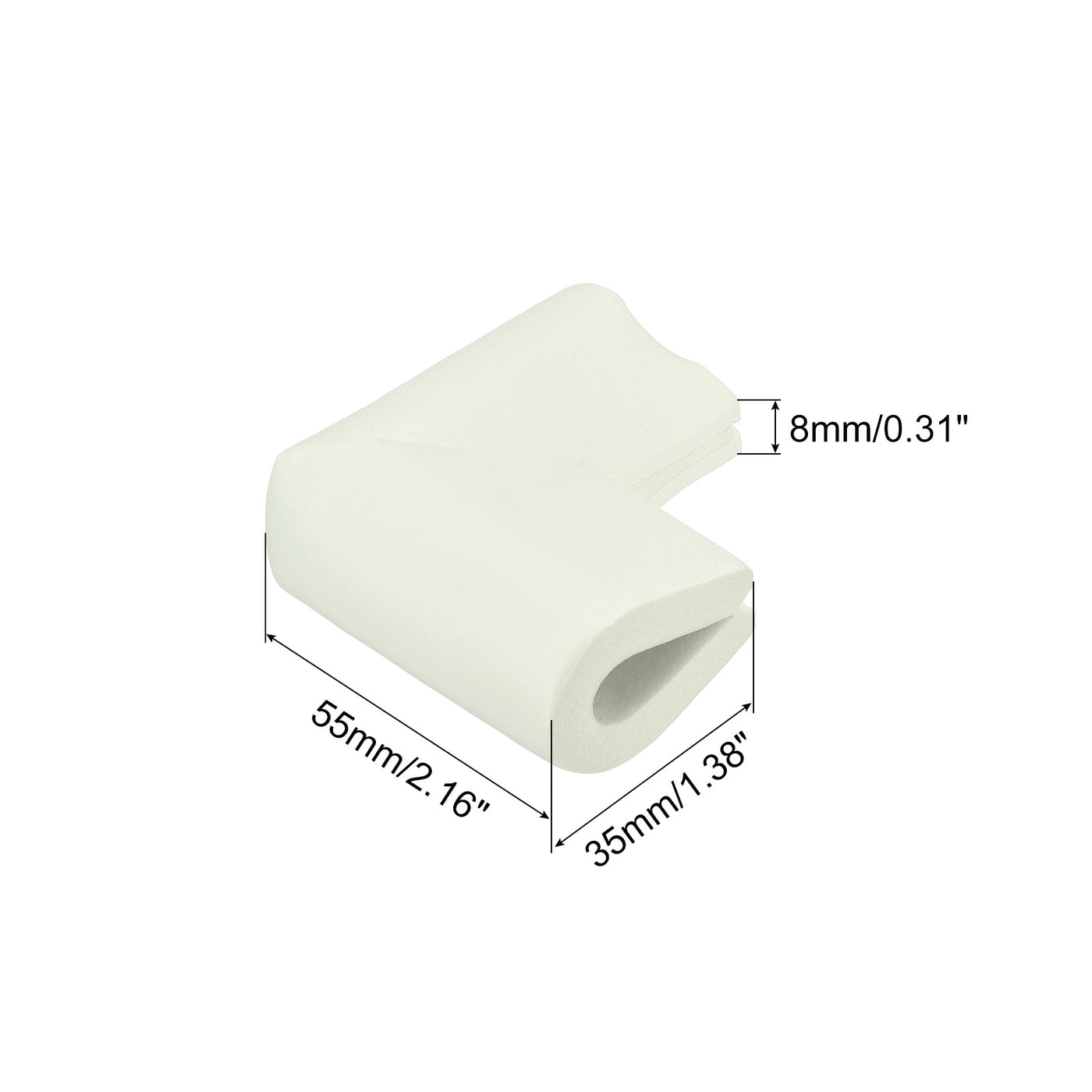 uxcell Uxcell Eckenschutz Kantenschützer, 8er Pack U-Schaum Sicherheitsstoßfänger mit selbstklebendem Band für Möbel Ecken Tischkante, 55mm x 35mm x 8mm, Weiß