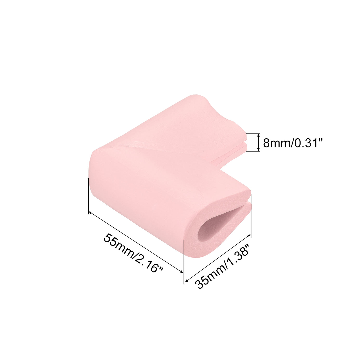 uxcell Uxcell Eckenschutzkanten, 8er Pack U-Schaum Sicherheitsstoßfänger mit selbstklebendem Band für Möbelkanten, 55mm x 35mm x 8mm, Pink