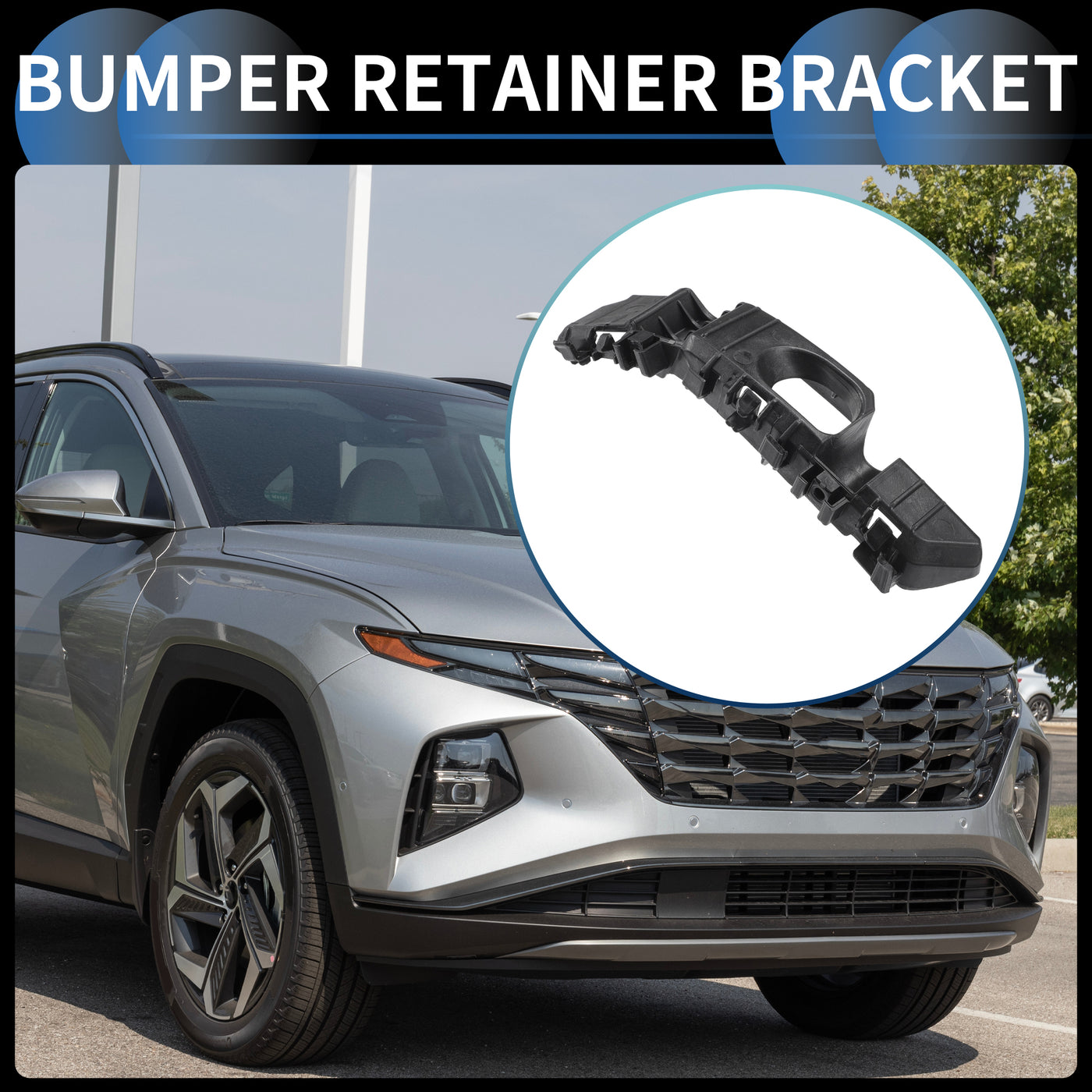 INFINAUTO Bumper Support Bracket, Left Side Front Bumper Retainer Bracket Hold Mount No.86551N9000 for Hyundai Tucson 2022-2023 ABS Plastic Black, 1 Pc