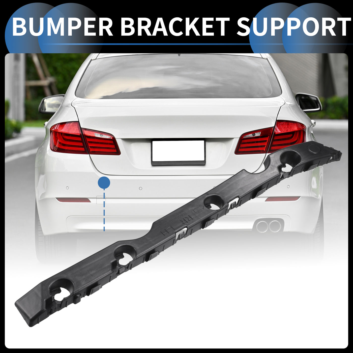 INFINAUTO Bumper Support Bracket, Left Side Rear Bumper Retainer Bracket Hold Mount No.866131W000 for Kia Rio 2012-2017 ABS Plastic Black, 1 Pc