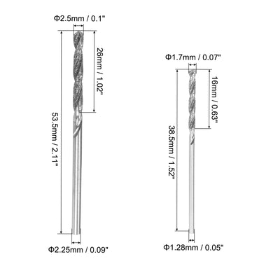 Harfington Uxcell 2pcs 1.5mm/2.5mm Metric Diamond Coated Twist Drill Bits High-Speed Steel