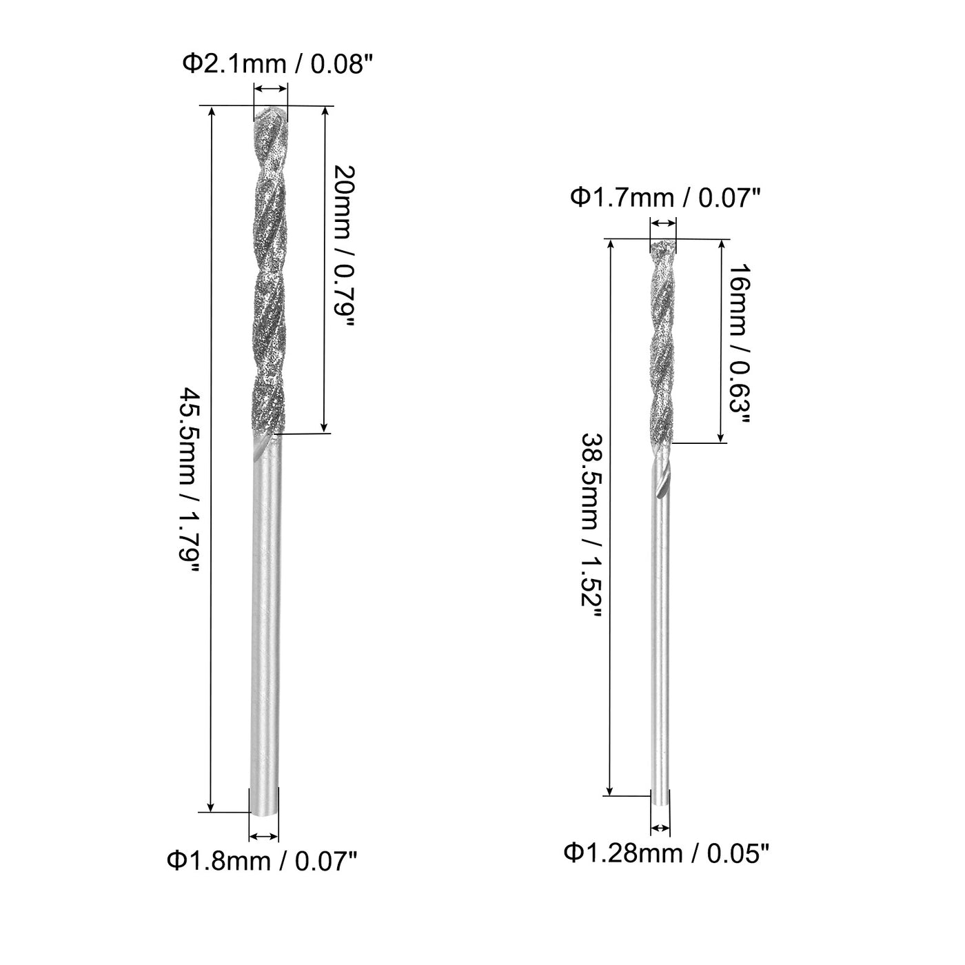 uxcell Uxcell 2pcs 1.5mm/2mm Metric Diamond Coated Twist Drill Bits High-Speed Steel