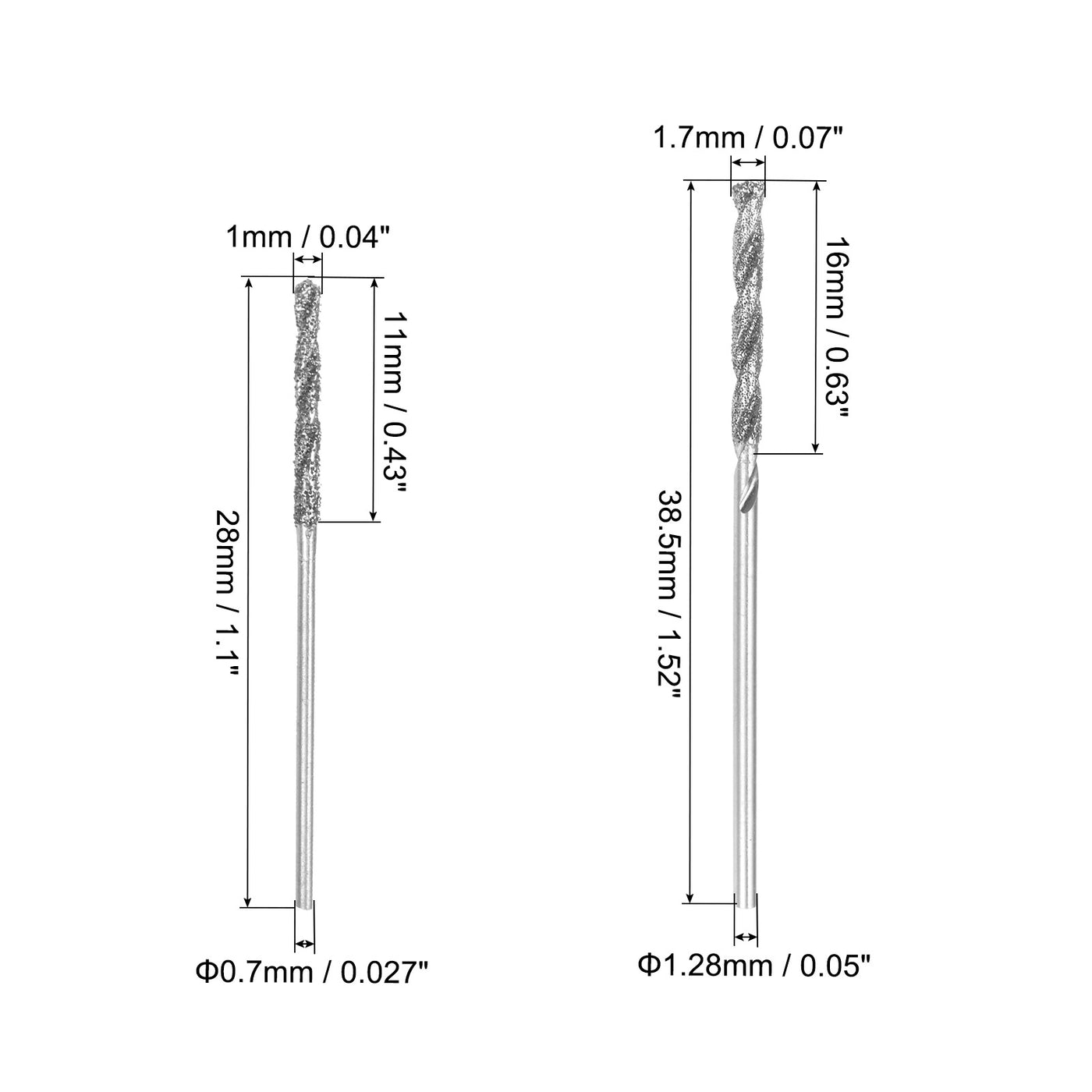 uxcell Uxcell 2pcs 1mm/1.7mm Metric Diamond Coated Twist Drill Bits High-Speed Steel