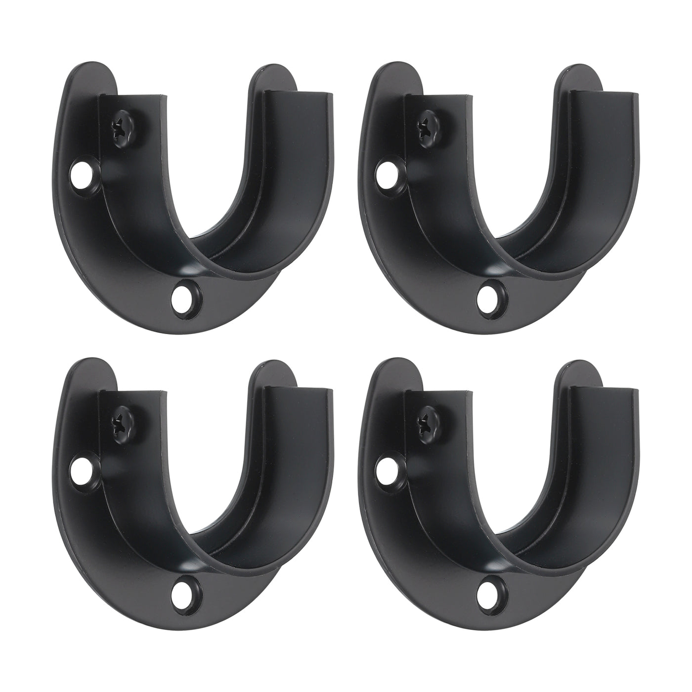 uxcell Uxcell Stainless Steel Closet Rod Bracket, 1-1/2 Inch Dia Wardrobe Bracket U-Shaped Rod Socket Flange for Wardrobe Curtain Shower, Black 4 Pack