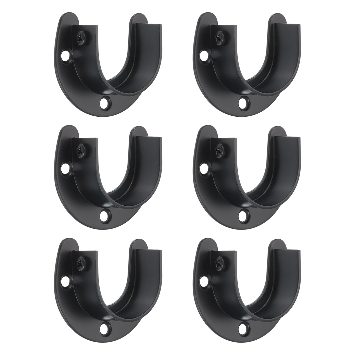 uxcell Uxcell Stainless Steel Closet Rod Bracket, 1-1/2 Inch Dia Wardrobe Bracket U-Shaped Rod Socket Flange for Wardrobe Curtain Shower, Black 6 Pack