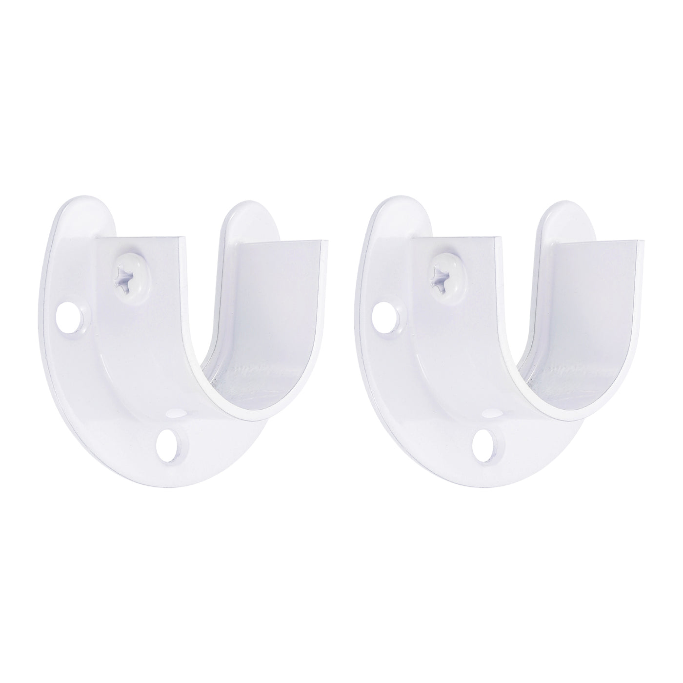 uxcell Uxcell Stainless Steel Closet Rod Bracket, 1 Inch Dia Wardrobe Bracket U-Shaped Rod Socket Flange for Wardrobe Curtain Shower, White 2 Pack