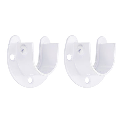 Harfington Uxcell Stainless Steel Closet Rod Bracket, 1 Inch Dia Wardrobe Bracket U-Shaped Rod Socket Flange for Wardrobe Curtain Shower, White 2 Pack