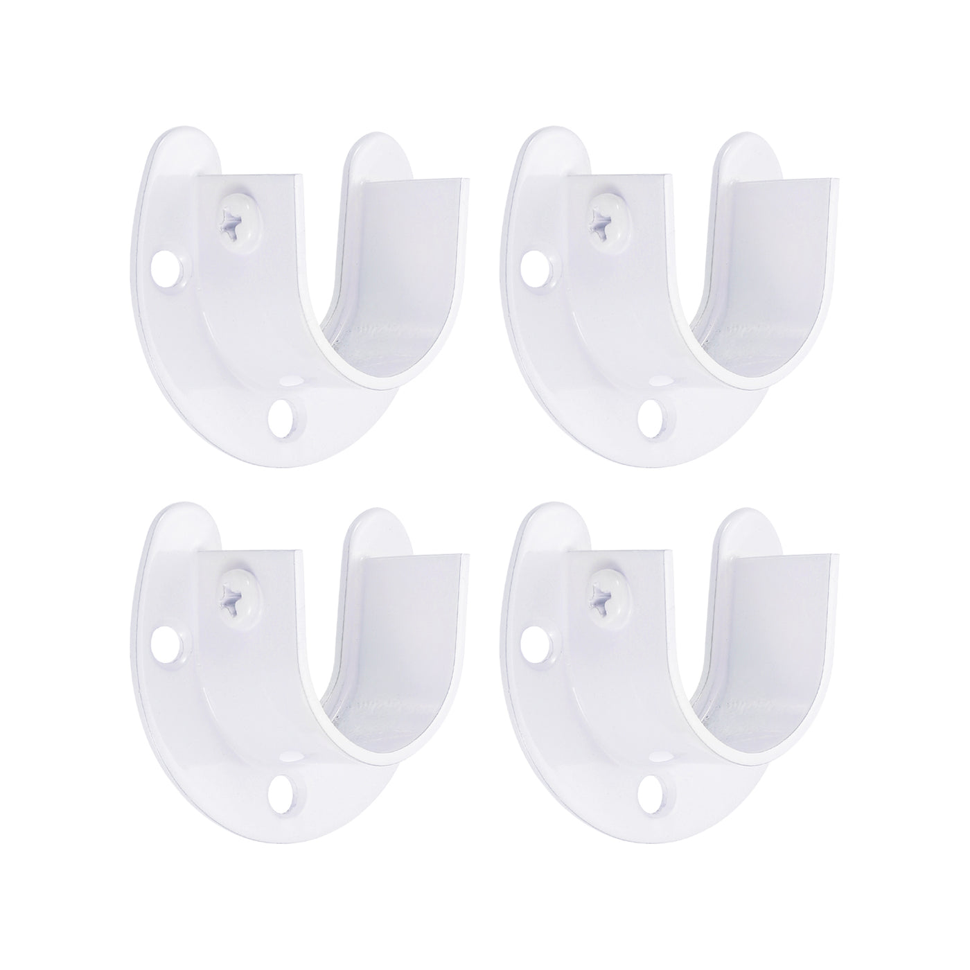 uxcell Uxcell Stainless Steel Closet Rod Bracket, 1 Inch Dia Wardrobe Bracket U-Shaped Rod Socket Flange for Wardrobe Curtain Shower, White 4 Pack