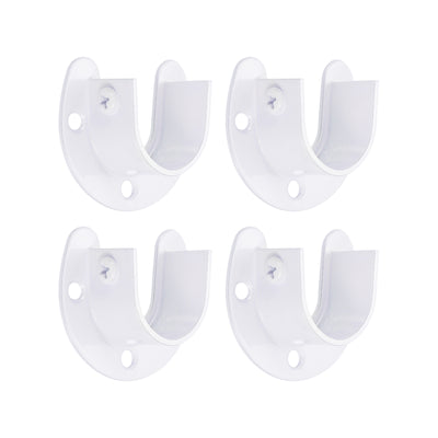 Harfington Uxcell Stainless Steel Closet Rod Bracket, 1 Inch Dia Wardrobe Bracket U-Shaped Rod Socket Flange for Wardrobe Curtain Shower, White 4 Pack