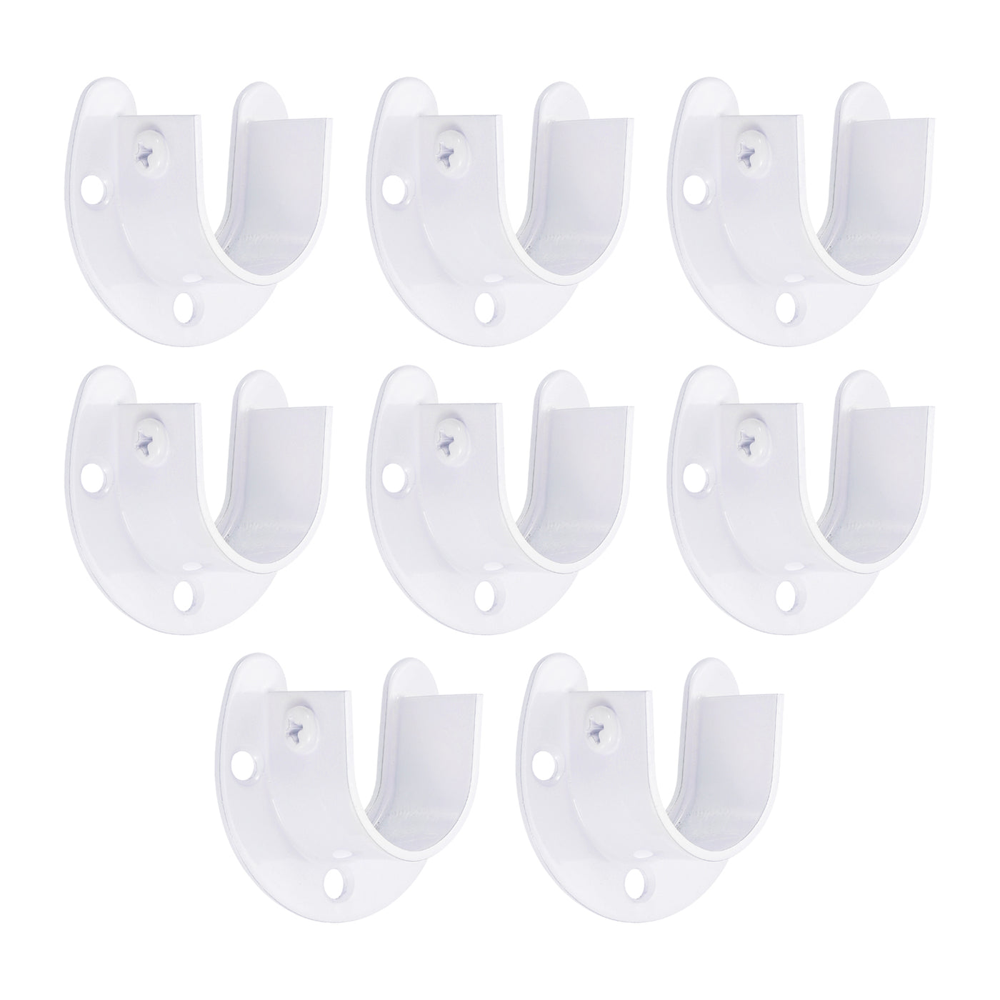 uxcell Uxcell Edelstahl Stahl Schrank Stab Halterung 1" Durchmesser Kleiderschrank Halterung U-förmig Stab Steckdose Flansch für Garderobe Vorhang Dusche Weiß 8 Pack