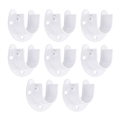 Harfington Uxcell Edelstahl Stahl Schrank Stab Halterung 1" Durchmesser Kleiderschrank Halterung U-förmig Stab Steckdose Flansch für Garderobe Vorhang Dusche Weiß 8 Pack