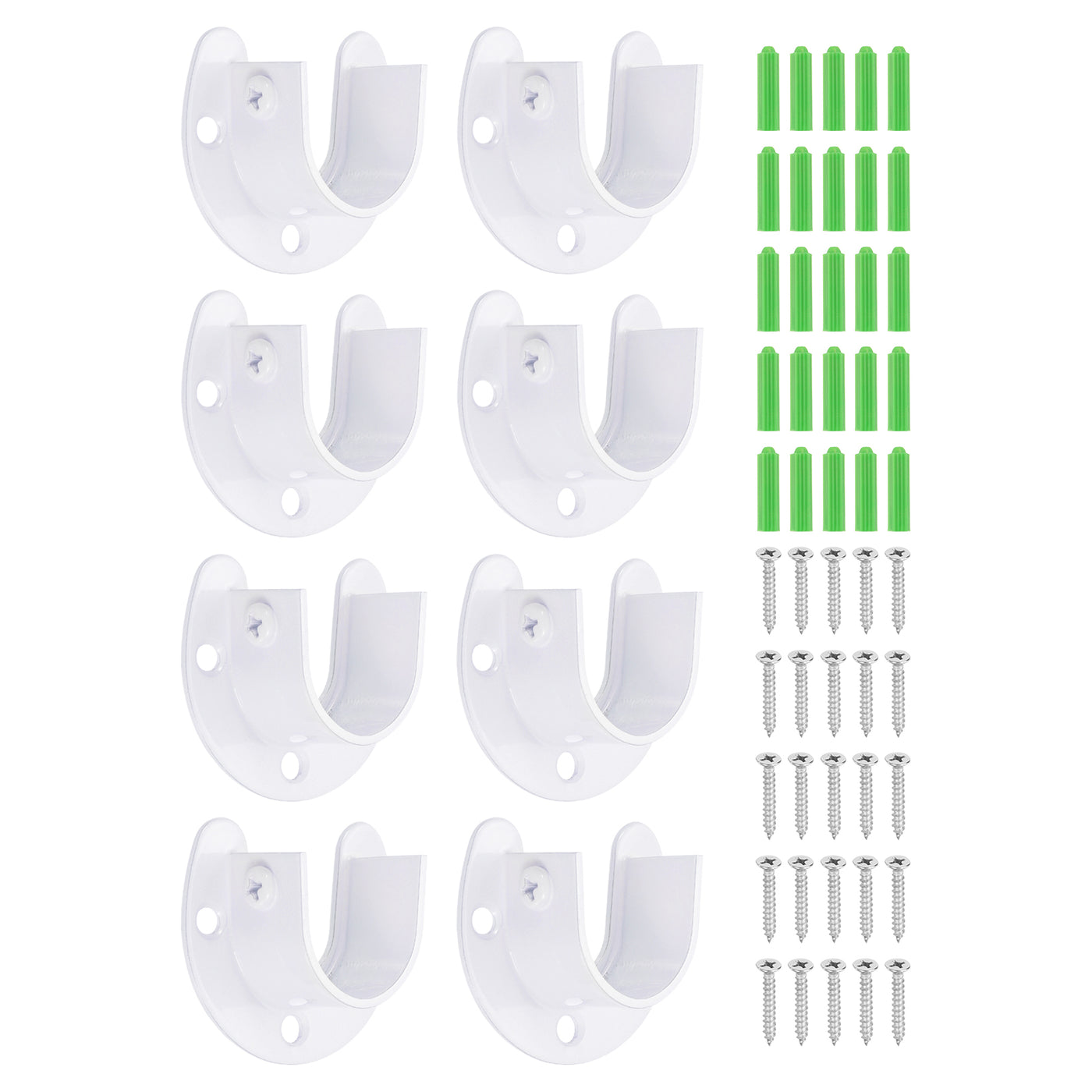 uxcell Uxcell Stainless Steel Closet Rod Bracket, 1 Inch Dia Wardrobe Bracket U-Shaped Closet Pole Socket with Screws for Shower Curtain Rod, White 8 Pack