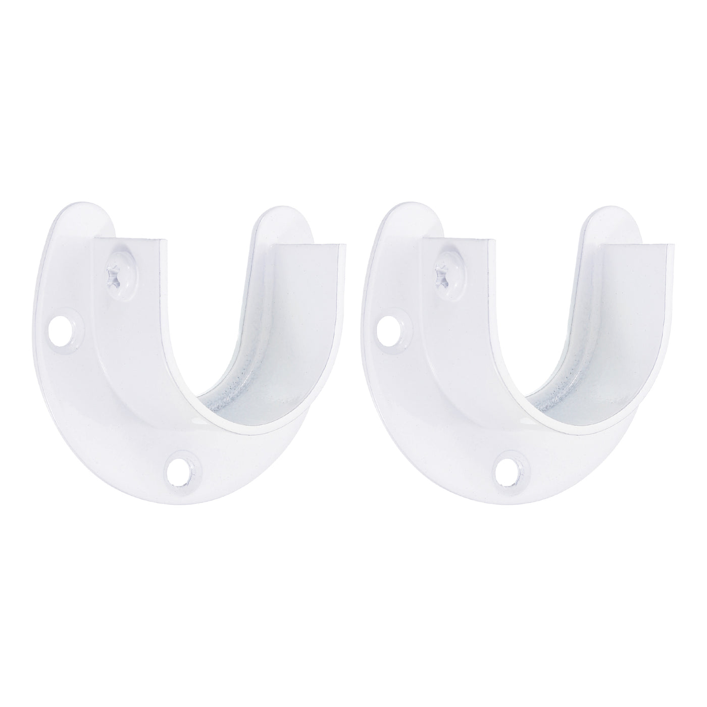 uxcell Uxcell Stainless Steel Closet Rod Bracket, 1.26” Dia Wardrobe Bracket U-Shaped Rod Socket Flange for Wardrobe Curtain Shower, White 2 Pack