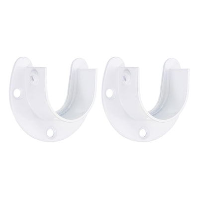 Harfington Uxcell Stainless Steel Closet Rod Bracket, 1.26” Dia Wardrobe Bracket U-Shaped Rod Socket Flange for Wardrobe Curtain Shower, White 2 Pack