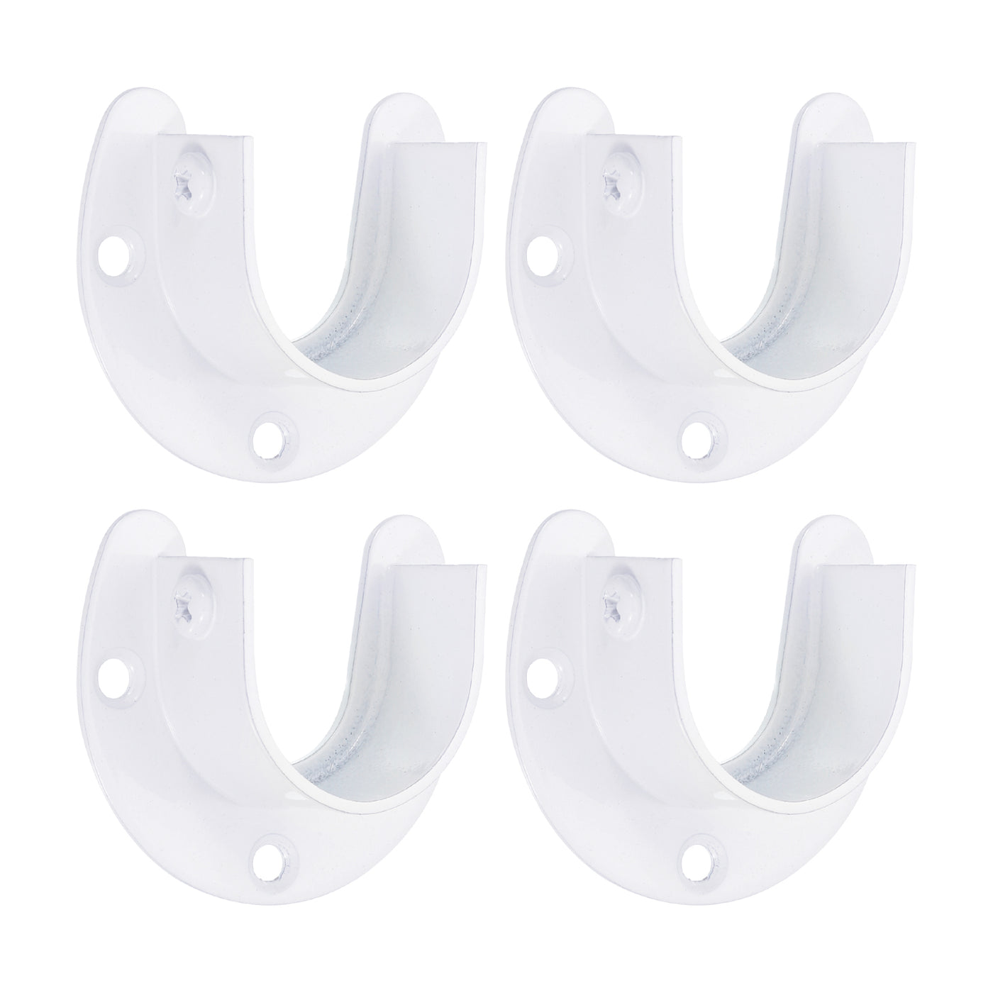 uxcell Uxcell Stainless Steel Closet Rod Bracket, 1.26” Dia Wardrobe Bracket U-Shaped Rod Socket Flange for Wardrobe Curtain Shower, White 4 Pack