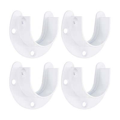 Harfington Uxcell Stainless Steel Closet Rod Bracket, 1.26” Dia Wardrobe Bracket U-Shaped Rod Socket Flange for Wardrobe Curtain Shower, White 4 Pack