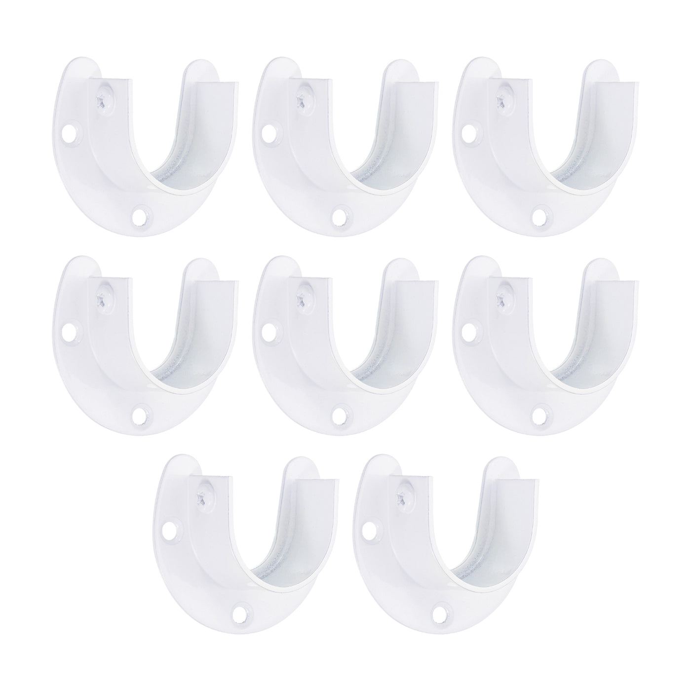 uxcell Uxcell Stainless Steel Closet Rod Bracket, 1.26” Dia Wardrobe Bracket U-Shaped Rod Socket Flange for Wardrobe Curtain Shower, White 8 Pack