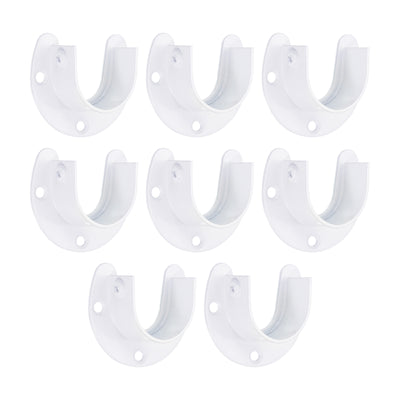 Harfington Uxcell Stainless Steel Closet Rod Bracket, 1.26” Dia Wardrobe Bracket U-Shaped Rod Socket Flange for Wardrobe Curtain Shower, White 8 Pack