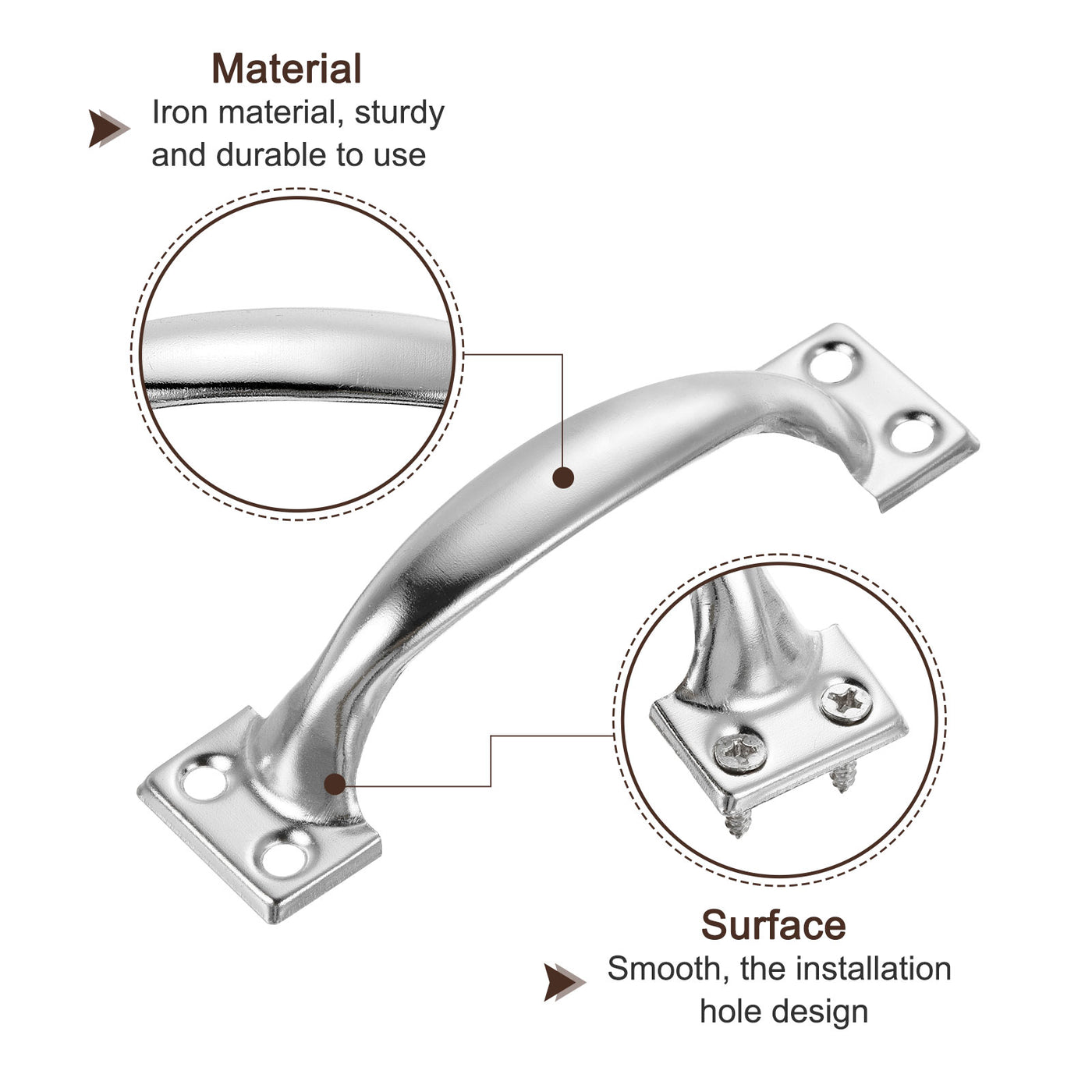 uxcell Uxcell Door Pull Handles, 2Pcs 99mm/3.9" Long Iron Door Handle with Screws